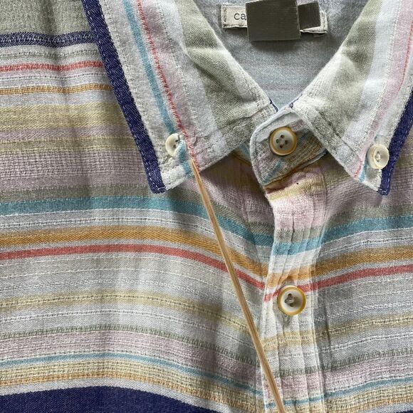 Carbon 2 Cobalt Shirt Adult Large Striped Cotton Button Up Preppy Casual Mens - Picture 6 of 11